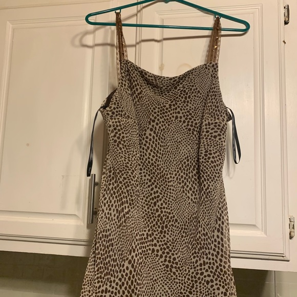 Chiffon Lined Leopard Dress evening cocktail party dress womens - Picture 5 of 12